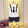 Summer children's suspenders for boys, set, vest, season 2021, with short sleeve, 4 years, children's clothing