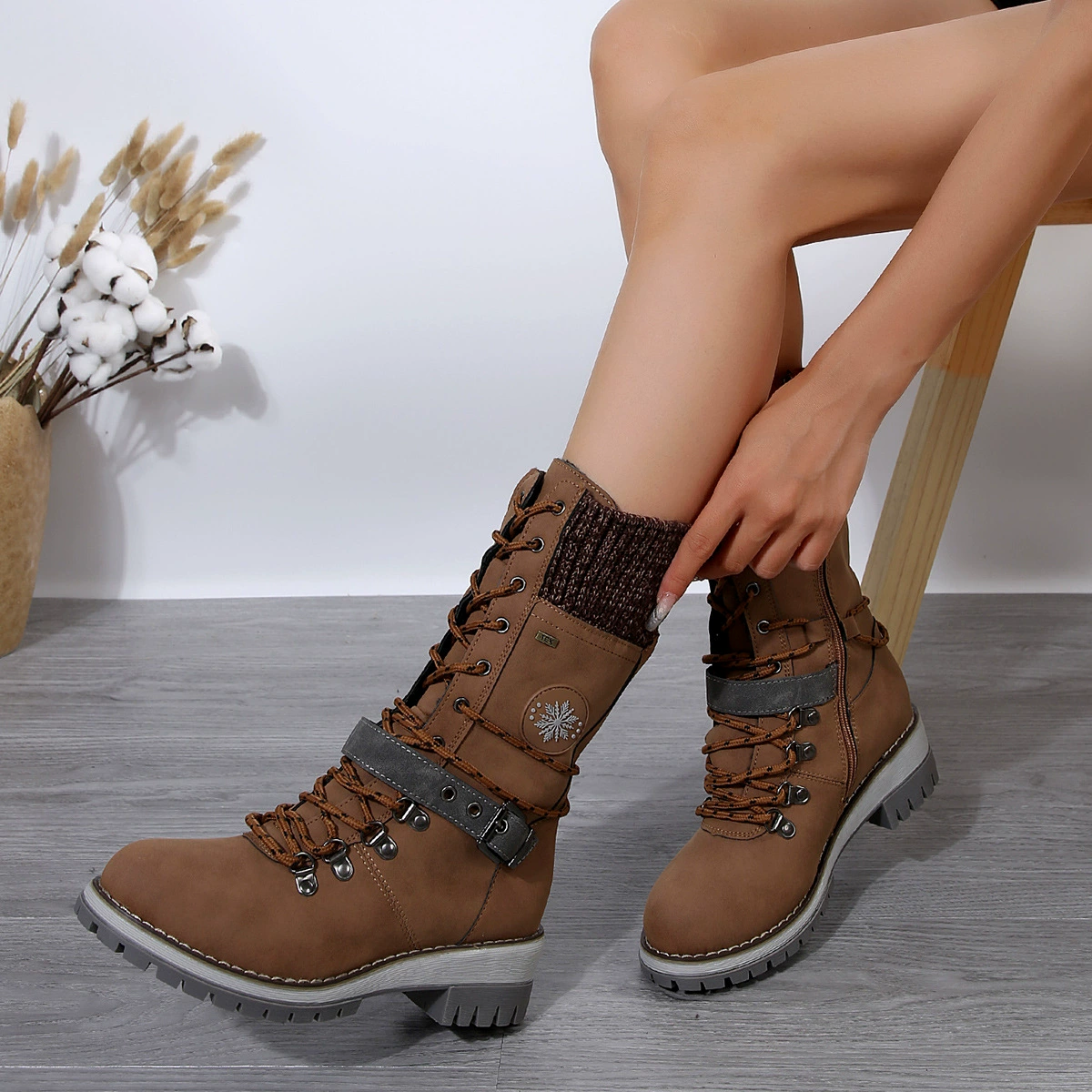 Winter boots, (Cross-border trading), plus size, mid-length, 2023, Amazon