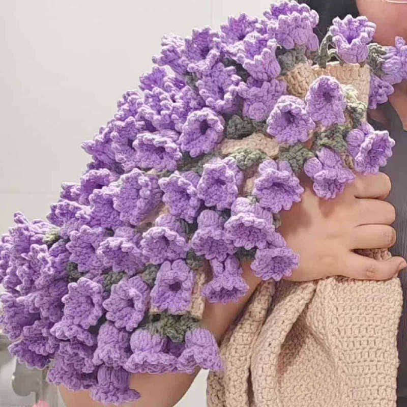 ローズブーケブランケット完成品手作りウールかぎ針編み花スズランガールフレンドの誕生日中国のバレンタインデーのDIYギフトとして|undefined