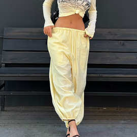 FD2287 跨境2025欧美新款女装时尚束脚宽松长款休闲阔腿裤