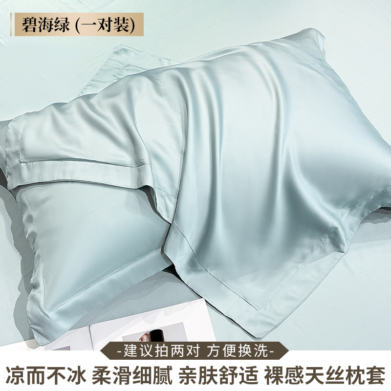 Funda de almohada de verano Tensi, un par de seda de doble cara, seda de hielo de rama alta, juego frío 48x74cm, lujo ligero