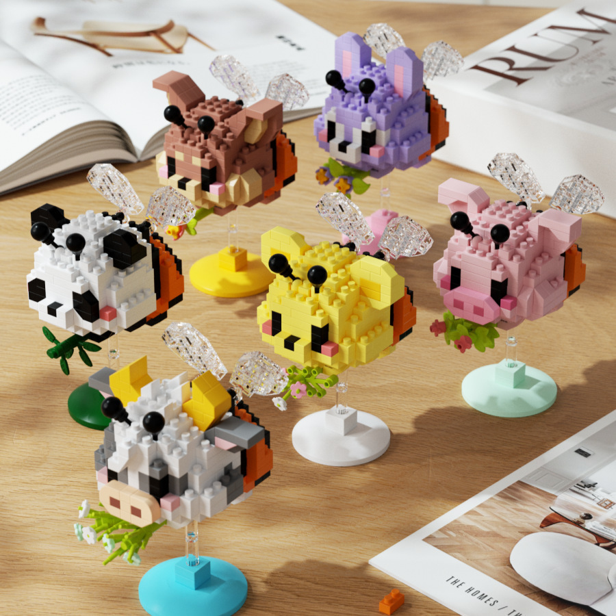 Compatible con Lego Bee Shaker Animal Building Block Adornos de muñecas de dibujos animados Juguetes educativos para niños Regalo del día de los niños