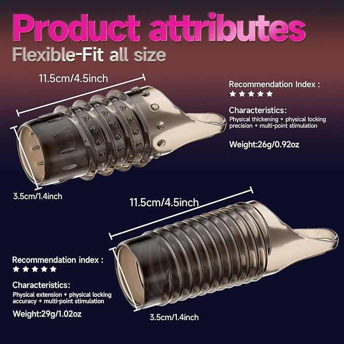 Wolf-Tooth Textured TPE Condom Sleeve, Thickened Delay Design, Transparent Adult Set — detail image 7