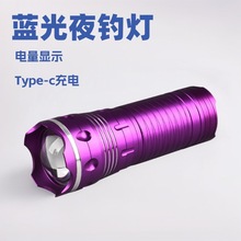 无限顶点夜钓专用蓝光灯10W四光源可调焦变光usb充电夜钓灯紫光灯