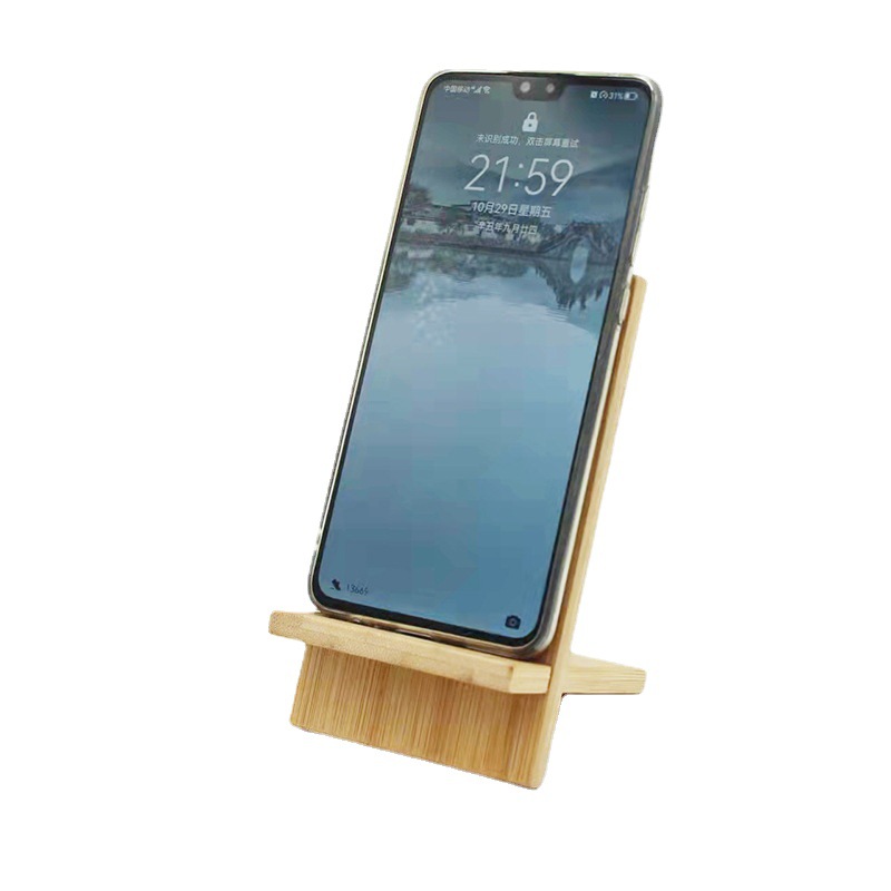 Bamboo Lazy Bracket Mobile Phone Holder Desktop Oblique Live Broadcast Bracket Multi-Functional Base Lettering Spot Wholesale Portable