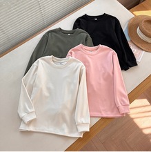 2025秋冬新款中大童男女童摇粒绒圆领长袖T恤抓绒儿童上衣 481213