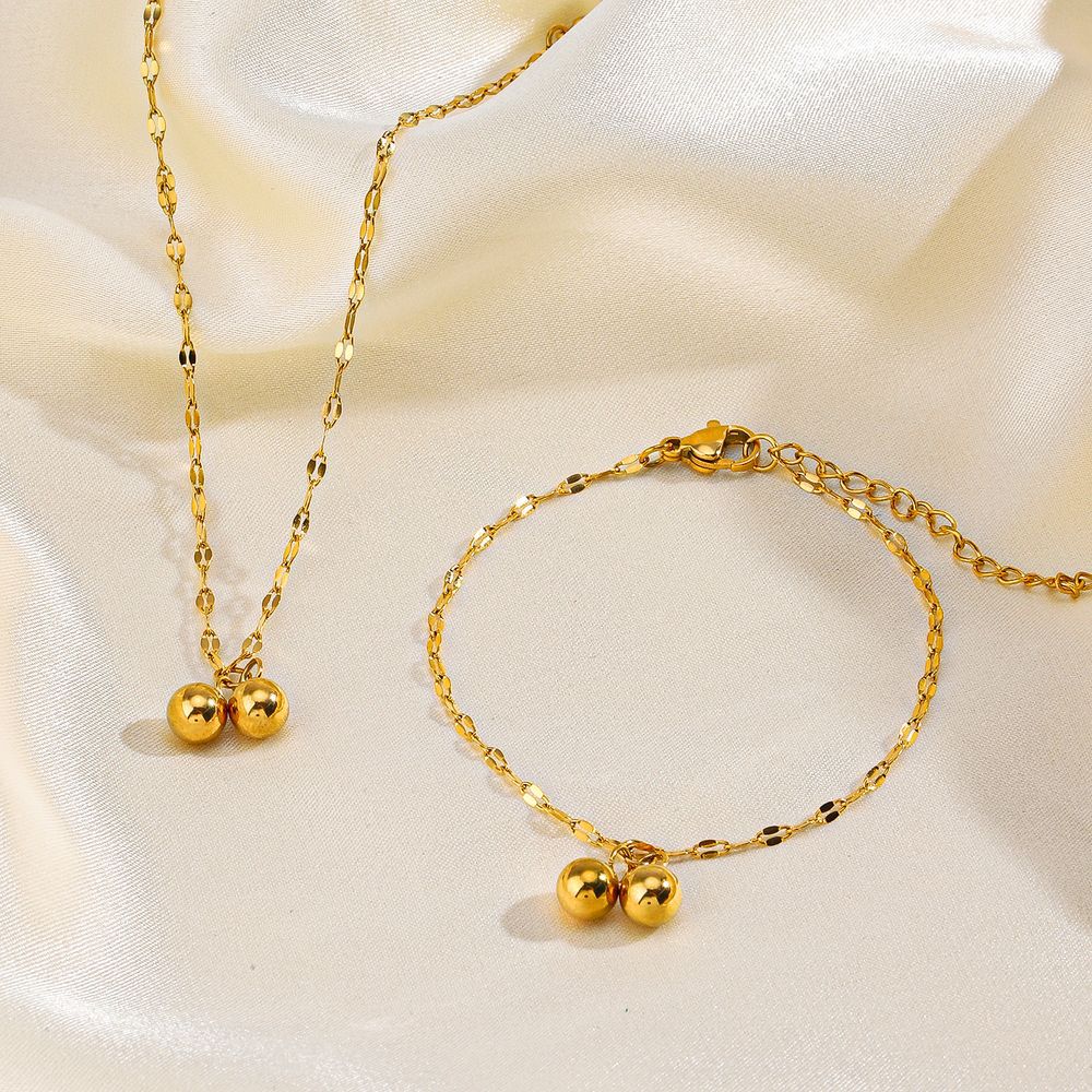 Golden round beads stainless steel