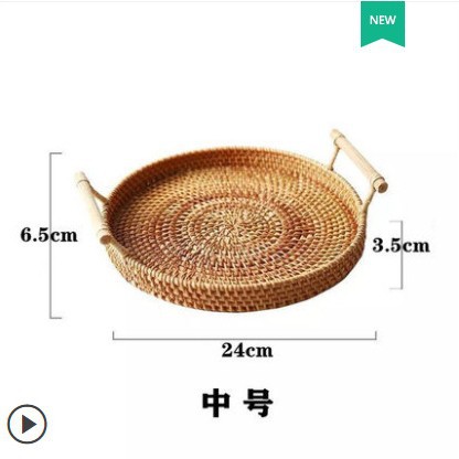 Cesta de desayuno Vietnam hecho a mano de ratán tejido plato de fruta cesta de pan hogar postre bandeja cesta de bambú japonés image 8