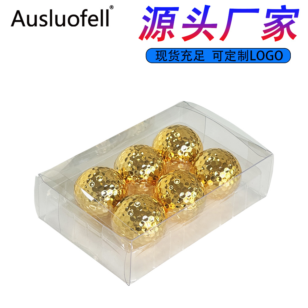 Punto transfronterizo golf galvanoplastia doble bola de regalo golf bola de oro bola de regalo en caja