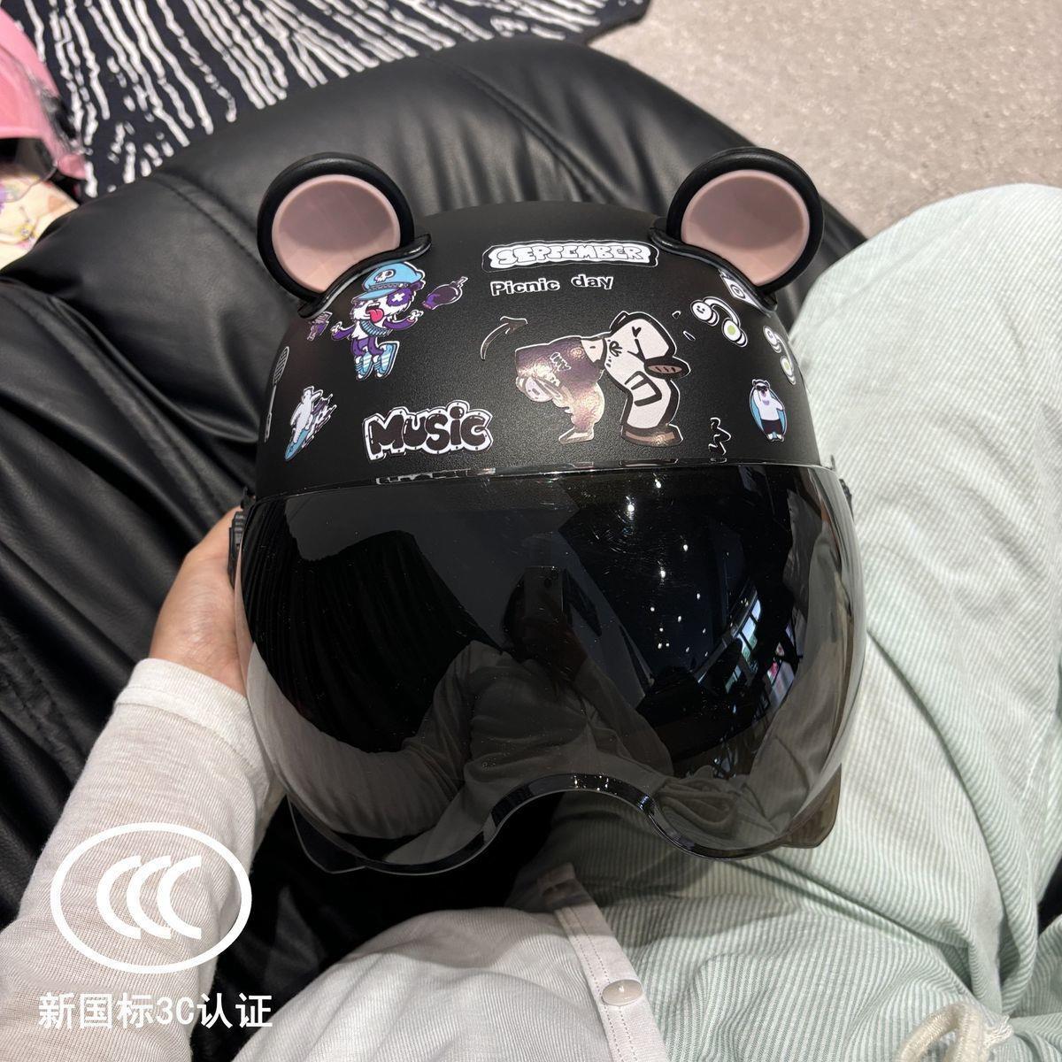 Newly Certified Adult Helmet, Motorcycle Helmet for Men and Women, Sun Protection, National Standard Breathable Electric Vehicle Half Helmet, All-Season Safety Helmet