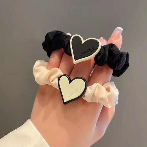 Korean version of love letter satin hair rope for girls to wear ball head fabric pleated small intestine circle without hurting the hair rope hair accessories