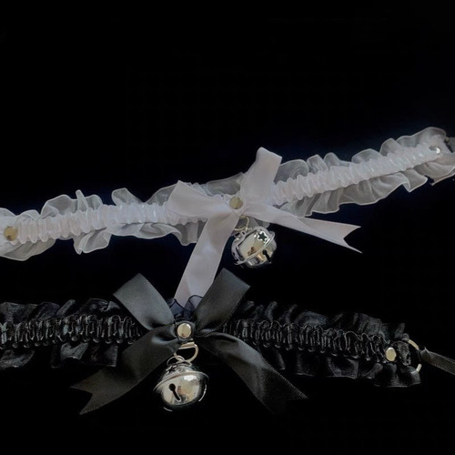 The bell will ring~ Lace collar black bow ruffle super fairy retro necklace choker for women