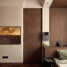 中古风卧室门黑胡桃木房间家用口袋门隐形推拉移门环保工厂定制