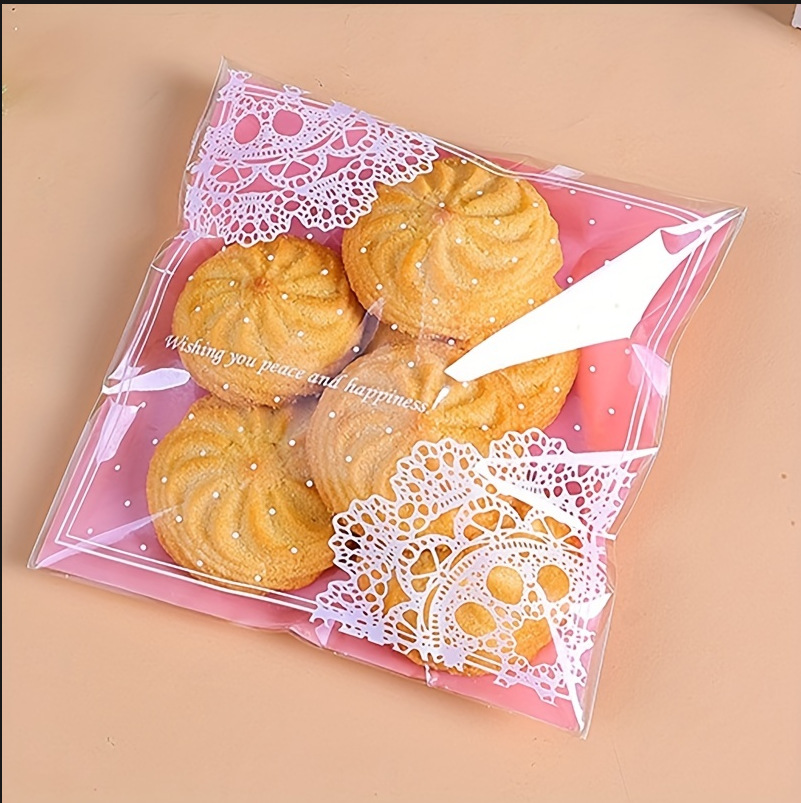 现货烘焙包装袋雪花酥机封曲奇饼干自封袋 手工皂袋糖果自粘袋