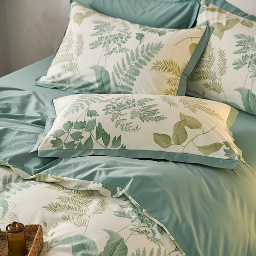 American pastoral style cotton 60-count Xinjiang long-staple cotton four-piece set pure cotton printed quilt cover sheet and fitted sheet set