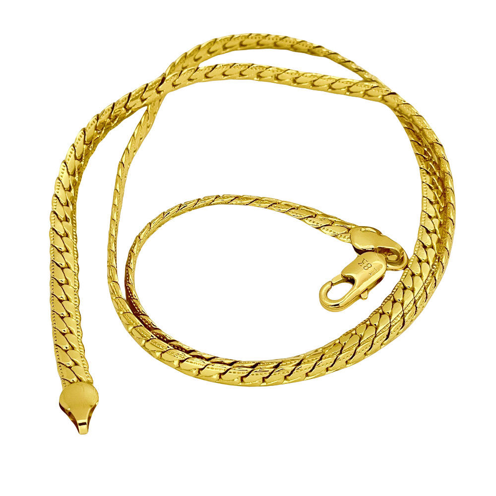 TEMU AliExpress beliebter europäischer und amerikanischer Modeschmuck versilbert 18K vergoldeter Schmuck 5MM Autokante Seitenkette Halskette 20-60cm