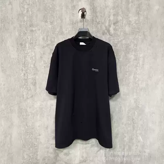 Heavy 400g D 25 new letter LOGO printing short sleeve OS loose Joker European and American cut men's and women's T-shirts