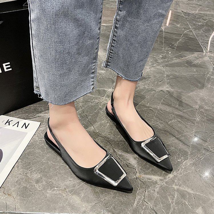 Fairy French style Baotou sandals for women 2024 new spring/summer square buckle pointed sandals, simple and elegant_voghion.com
