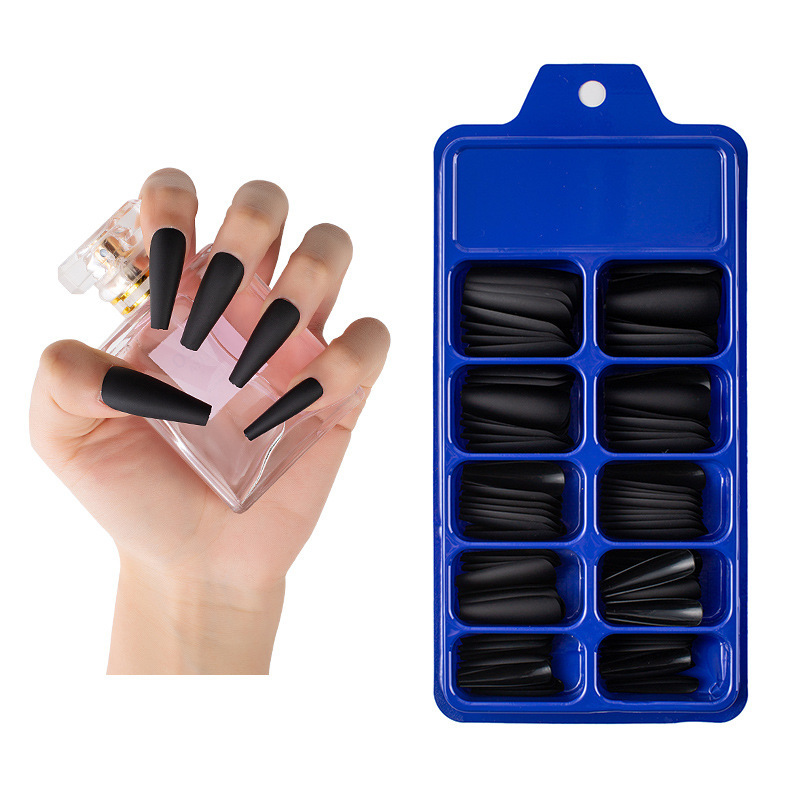 Cross-border foreign trade pure color quality matte frosted ballet wear coffin nail fake nail nail nail nail piece can be customized style