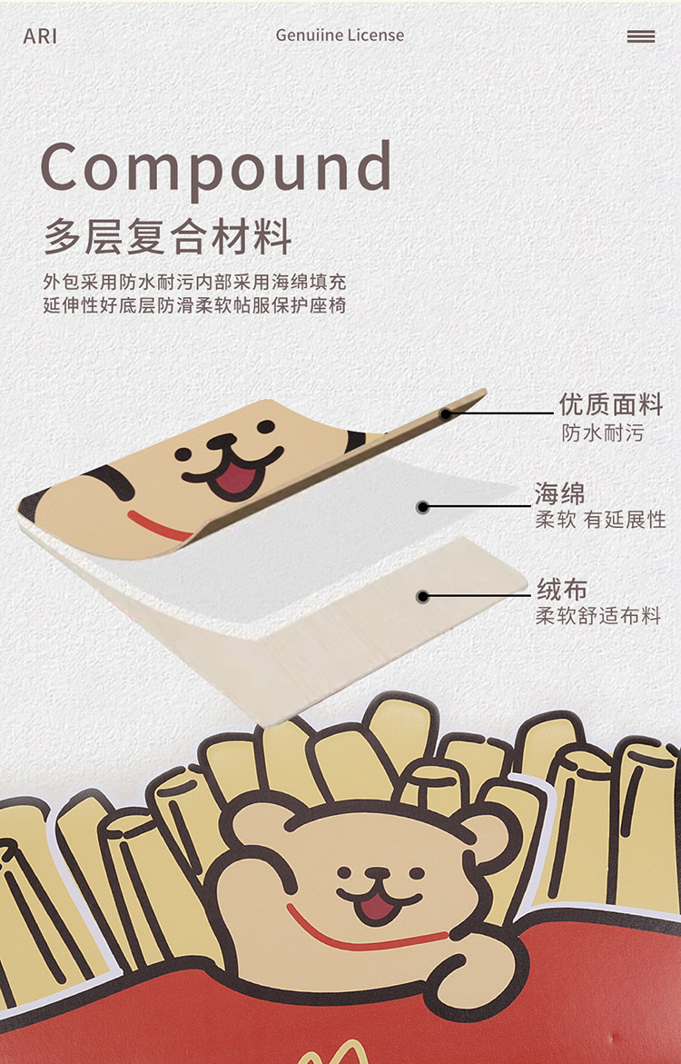 Short French Fries Puppy Chair Back Anti-kick Mat Children's Rear Seat Protection Mat Anti-dirty Protective Mat for Car Rear Wear Protection