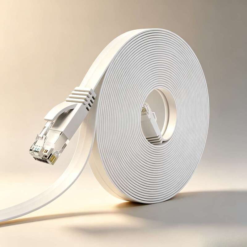 Cross-Border Category 6 Flat Network Cable Cat6 Oxygen-Free Copper Network Cable Finished Product Gigabit Computer Patch Cord 8-Core Twisted Pair Cable