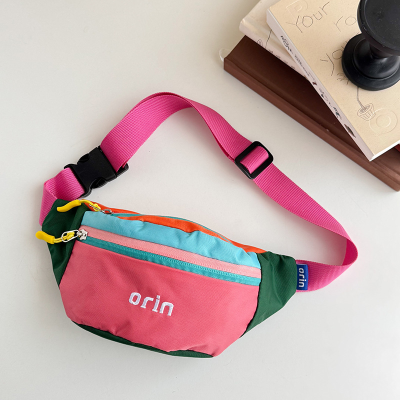 Mini bolso de bebé ligero de viaje colorido bolso de pecho para niños y niñas, bolso de cintura para niños de color extranjero
