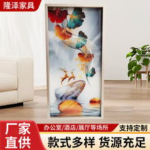 跨境简约现代屏风隔断艺术绘画双面图墙钢化玻璃入户进门客厅装饰