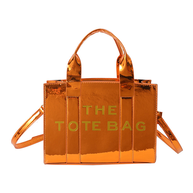 Bolso de mano estilo nuevo transfronterizo para mujer 2025, bolso de hombro y bandolera de moda europea y americana de cuero charol con letras en relieve