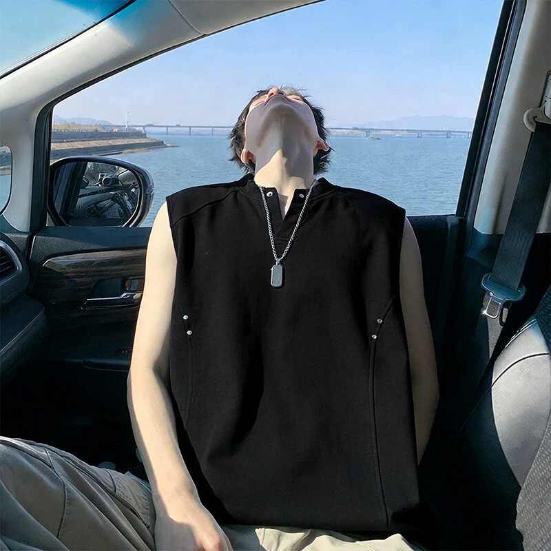 In Stock 250g Mamba Cotton Rivet Patchwork Sleeveless Vest T-Shirt for Men Dt62511 White Black Heather Gray In Stock 250g Mamba Cotton Rivet Patchwork Sleeveless Vest T-Shirt for Men Dt62511 White Black Heather Gray