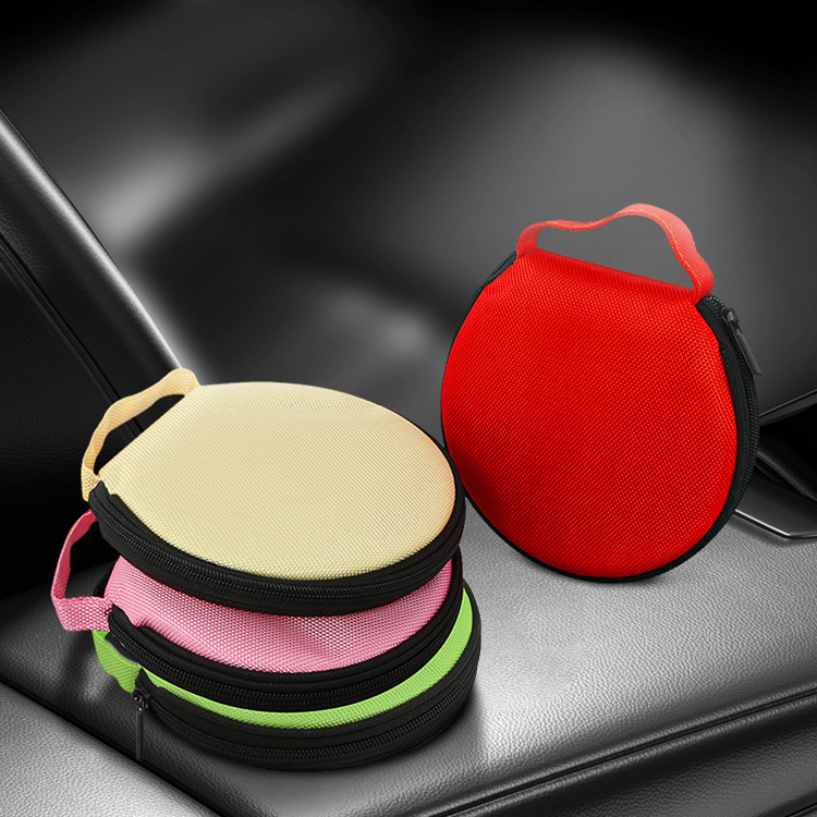 Car Cd Storage Case, Large Capacity Oxford Cloth Car Cd Bag, Household Car Use Round Disc Case