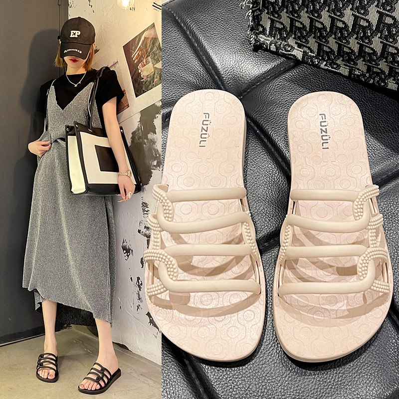 Summer romantic and delicate casual women's slippers with a strap…