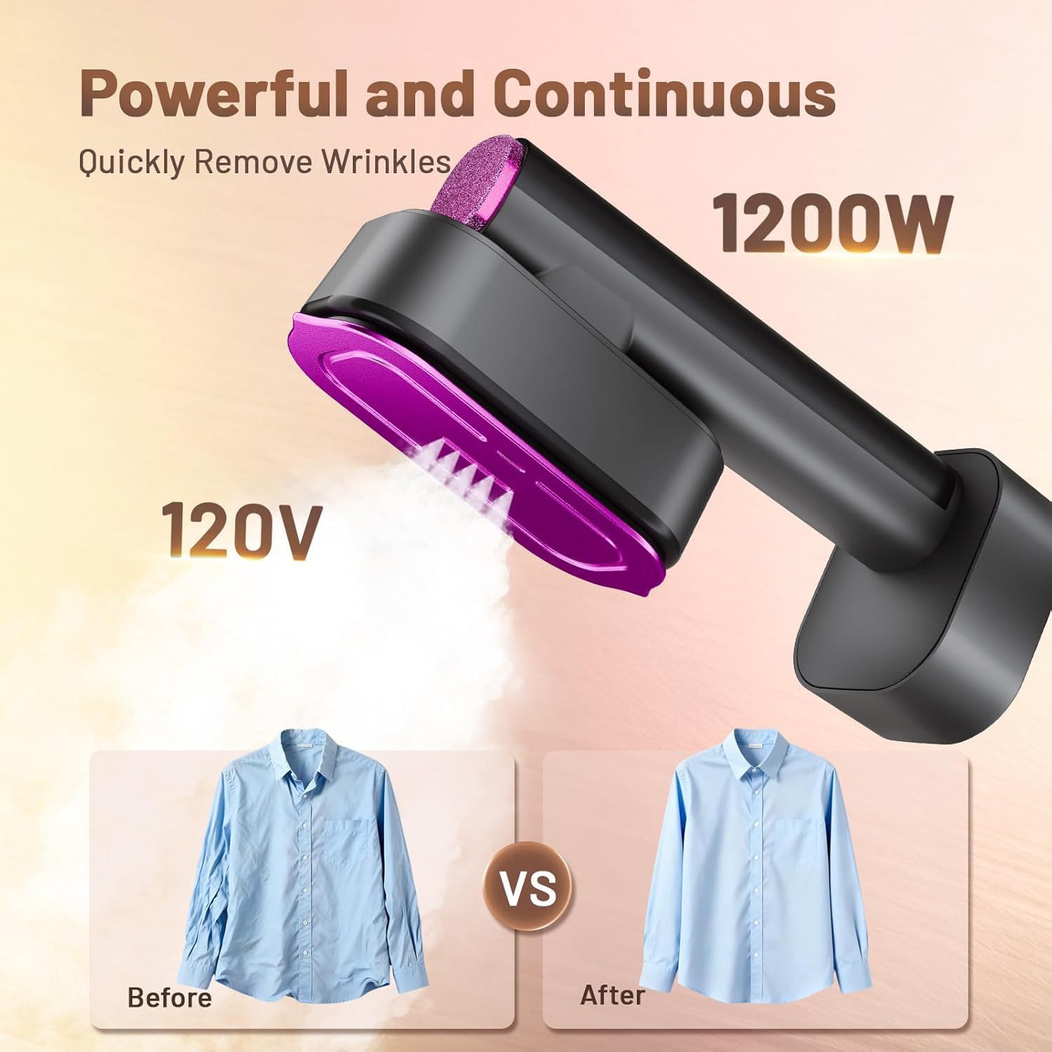 Taşınabilir Ütü Makinesi Ev Tipi 1200W Güçlü Buhar LED Dokunmatik Ekran 6 Seviye 15 Saniye Hızlı Isınma Kuru Islak Çift Ütüleme Pratik