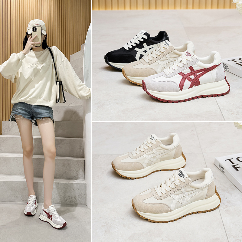 Women's Height-Increasing Casual Sneakers 2026 Spring/Summer New Breathable Versatile German Training Shoes Casual Sports Shoes Thick-Soled White Shoes