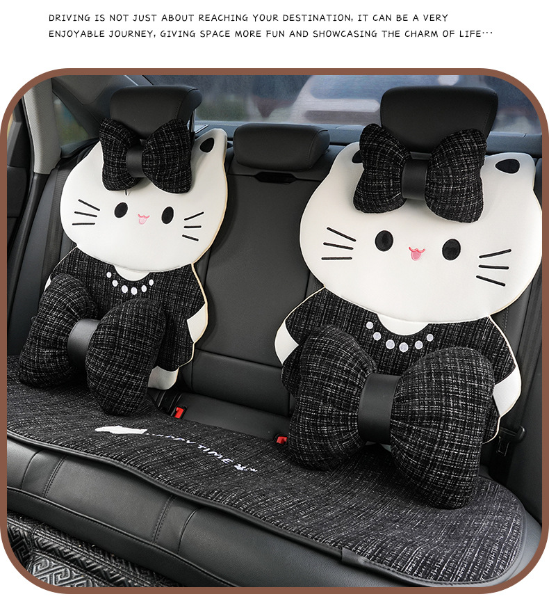 Cute Cartoon Cat Car Seat Cushion, Universal for All Seasons, Non-Slip Car Seat Cover
