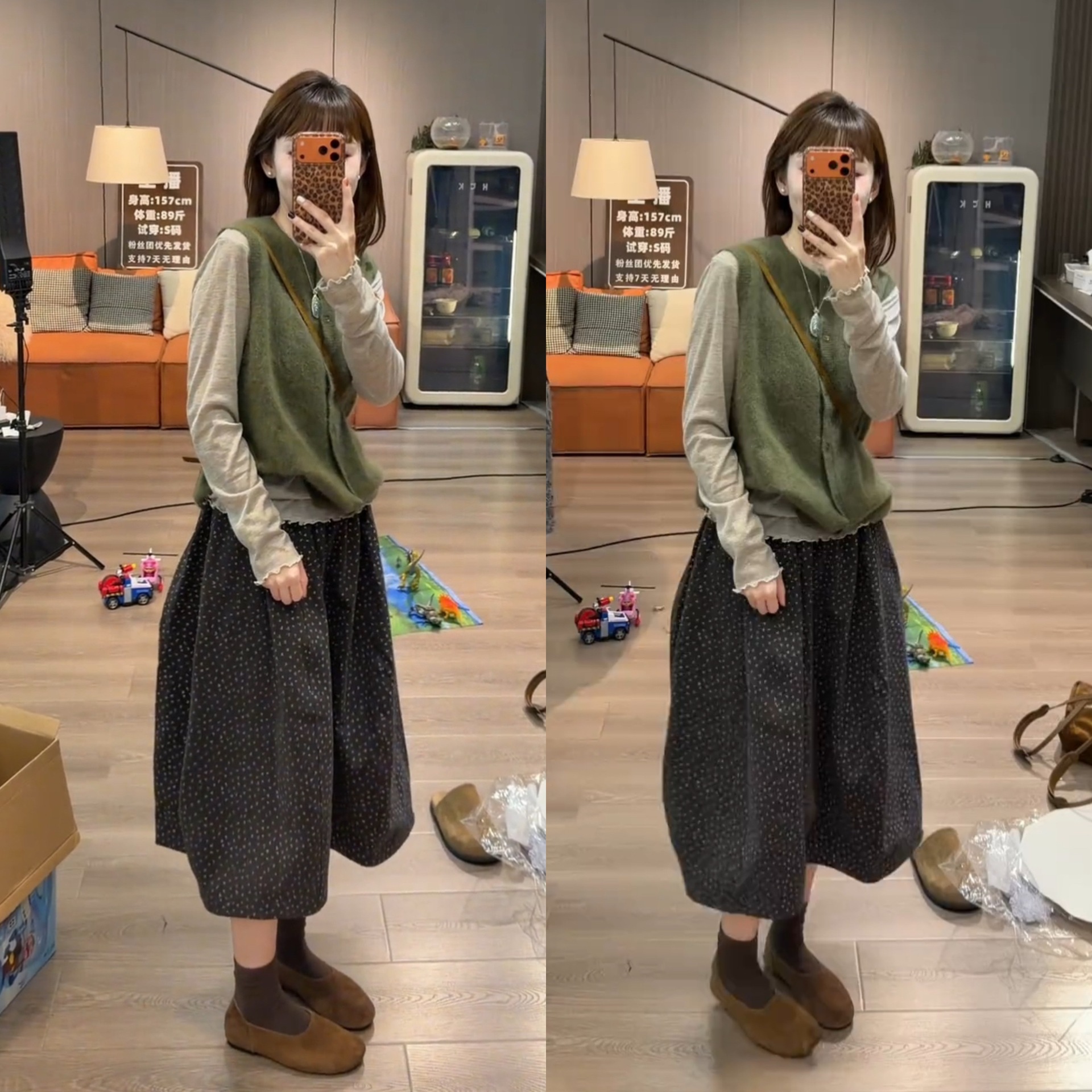 This year's trendy outfit: 2026 autumn new fashion, casual long-sleeved knit vest and skirt three-piece set
