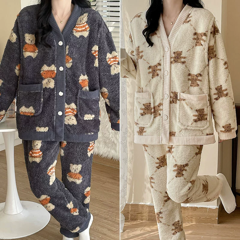 2022 оптовая продажа кораллового флиса Луна одежда осень и зима толстые Беременные женщины для кормления пижамы послеродовой беременность теплое Грудное вскармливание
