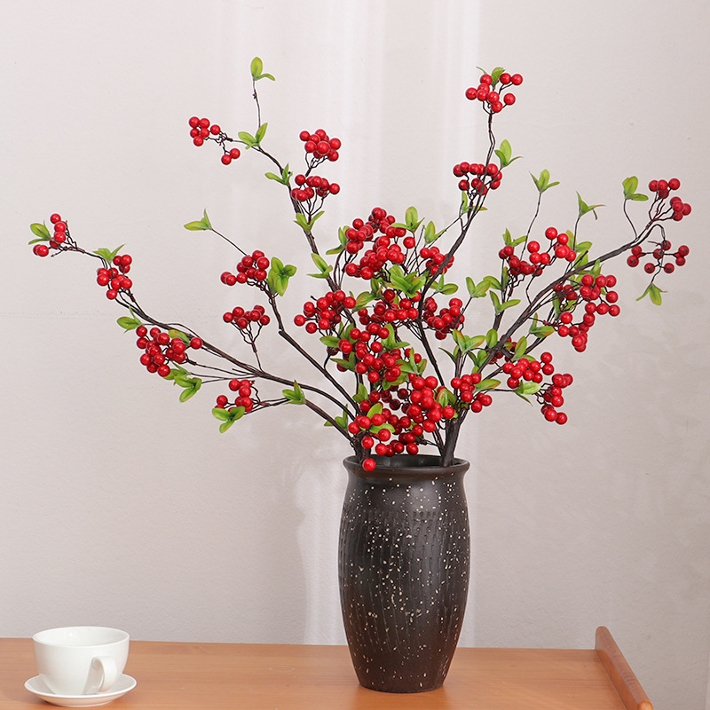 Factory direct sales New Year's home furnishings fortune fruit berry Christmas decorations simulation plant red fruit holly fruit