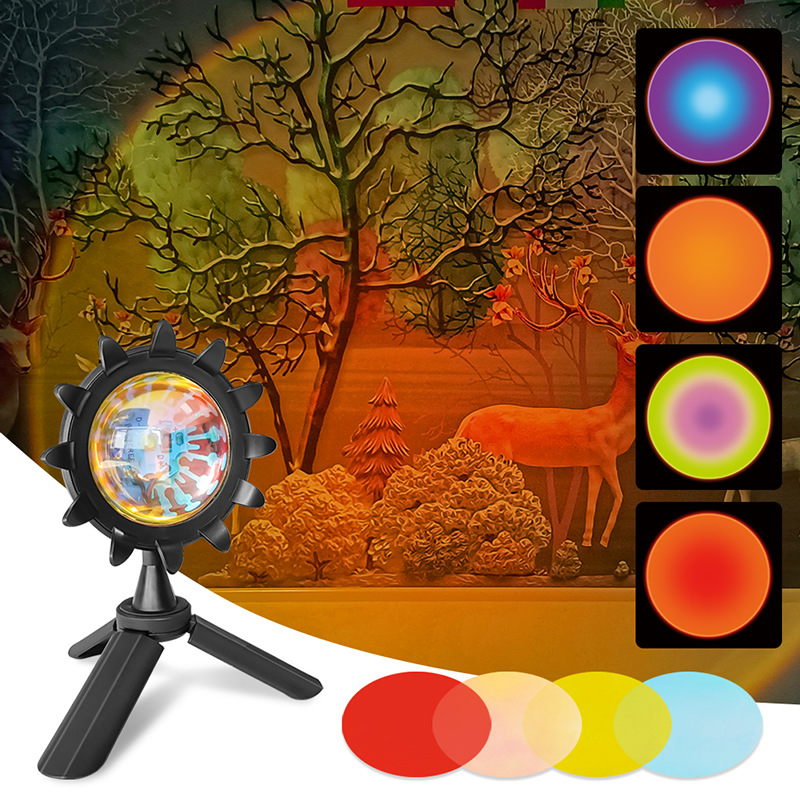 Led三脚架网红日落灯客厅投影夕阳灯氛围落日灯拍照摄影补光台灯