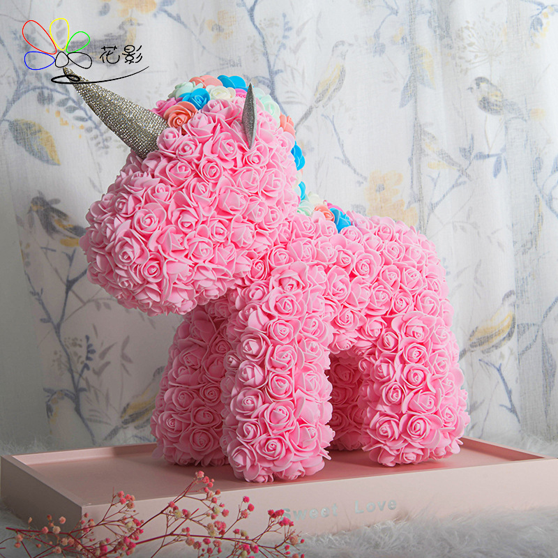 特价永生花独角兽pe玫瑰花礼盒情人节送女友生日礼物示爱表白礼盒