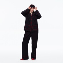 外贸睡衣女定制秋季新款莱赛尔长袖长裤套装开衫翻领优雅可外穿家