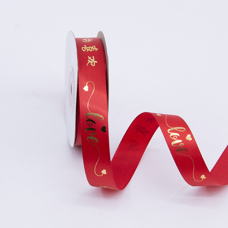 2.0cm impresa en inglés LOVE estampado cinta de oro Día de San Valentín vino rojo flores pastel decoración cinta de embalaje