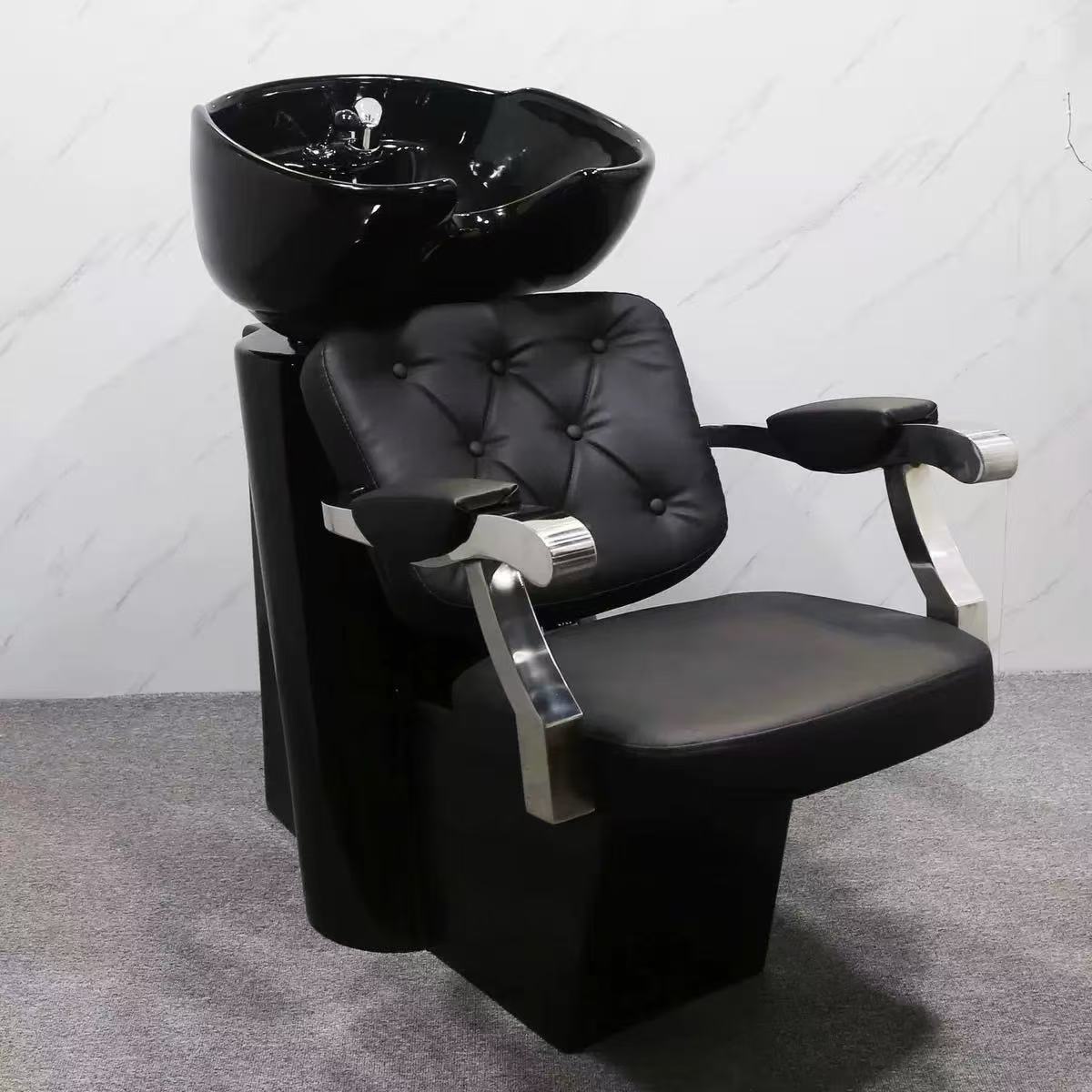 Exportación a salones de belleza europeos y americanos Silla de descarga rápida para sentarse Champú para sentarse Silla de champú Silla de estilo europeo conveniente