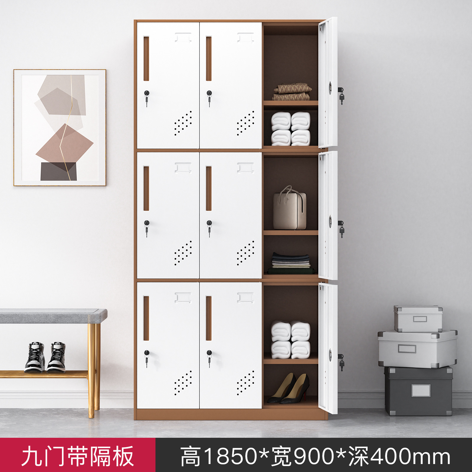 Armario de acero de borde estrecho color de dormitorio de personal armario de almacenamiento grueso baño gimnasio con cerradura cajón de armario