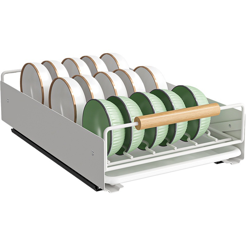 Estante de almacenamiento de platos de cocina gabinete incorporado estante de plato extraíble estante de plato estante de almacenamiento de tipo cajón cesta de plato separado