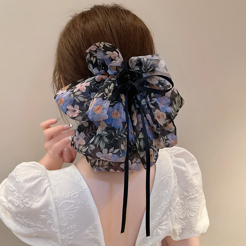 Women's Japanese Style Sweet Bow Knot Cloth Floral Hair Claws display picture 12