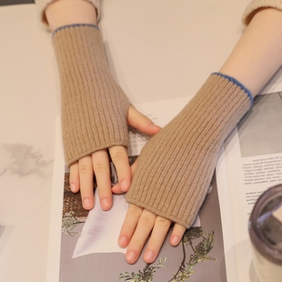 Half-Finger Gloves for Women 2025 Autumn and Winter New Style Touch Screen Cycling Knitted Warm Arm Protection Wrist Fingerless Woolen Hand Garden