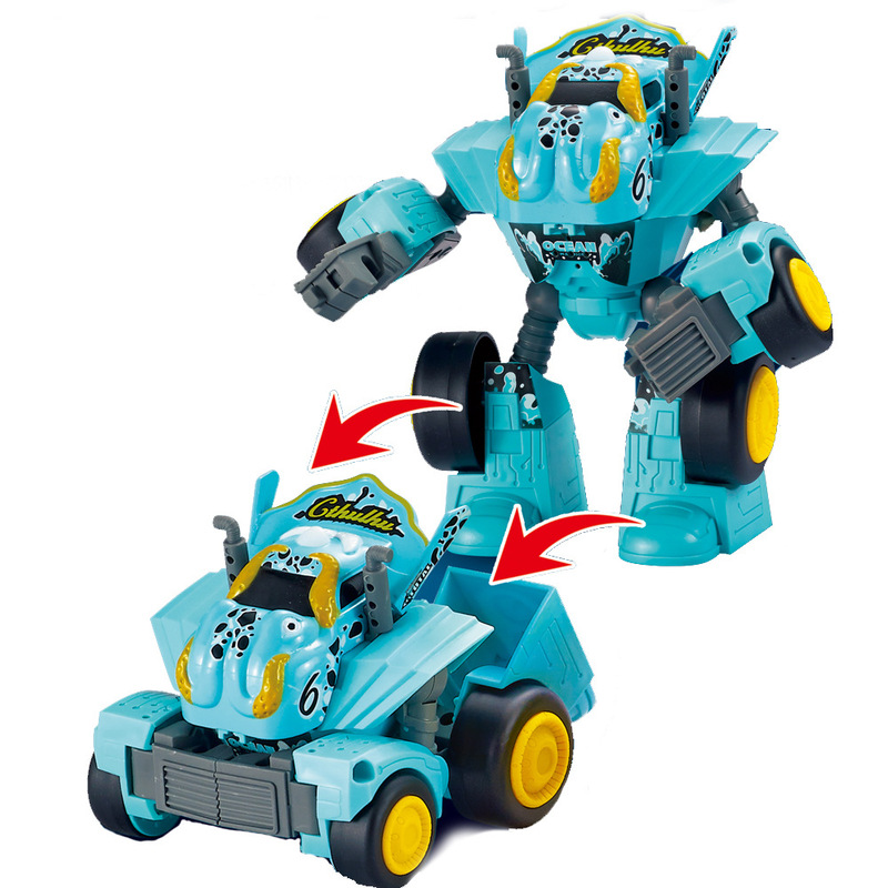 Cross-Border Alloy Children's Transforming Toy Robot Transforms into a Car Sliding Touch Light Sound Monster Car Boy