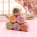 实木彩色骰子创意文字图案印刷热卖 聚会游玩筛子玩具地摊批发