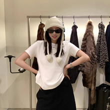 百视旺 高克重加厚磨毛短袖T恤女冬季新款宽松百搭显瘦打底衫