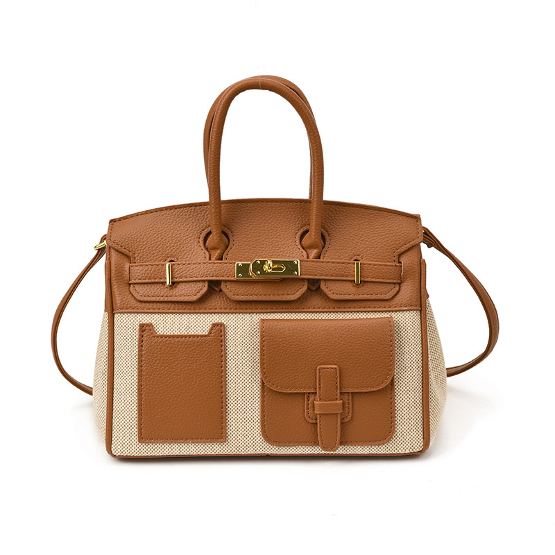 Bolso de mujer 2025 nuevo color transfronterizo de platino bolso de mano tote de gran capacidad de transporte universal mochila de hombro